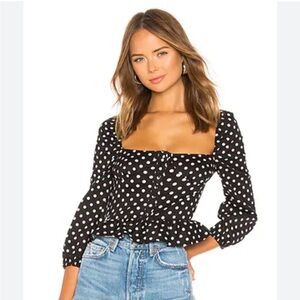 MAJORELLE Black and White Polka Dot Blouse